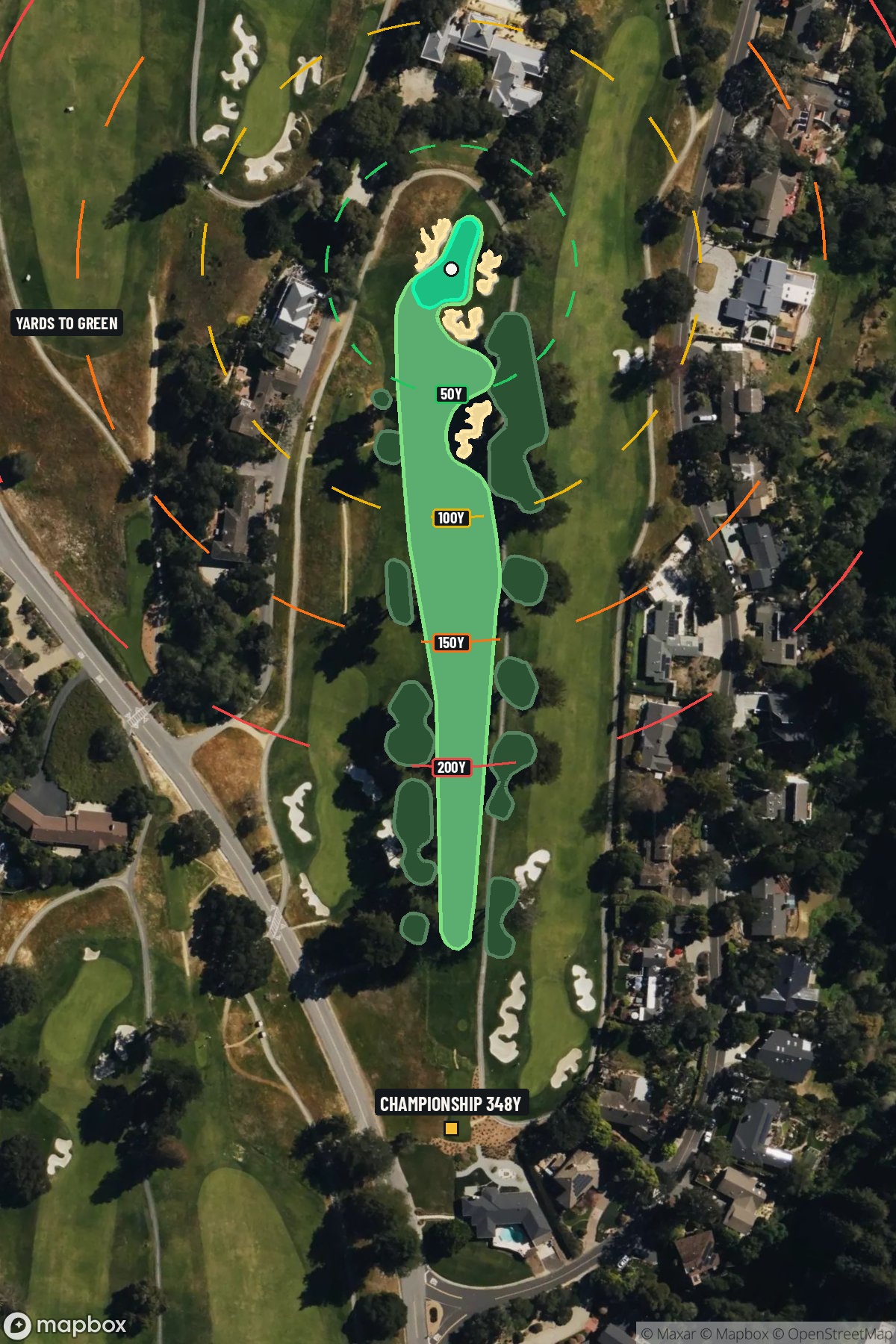 Hole 7 aerial at Pasatiempo Golf Club