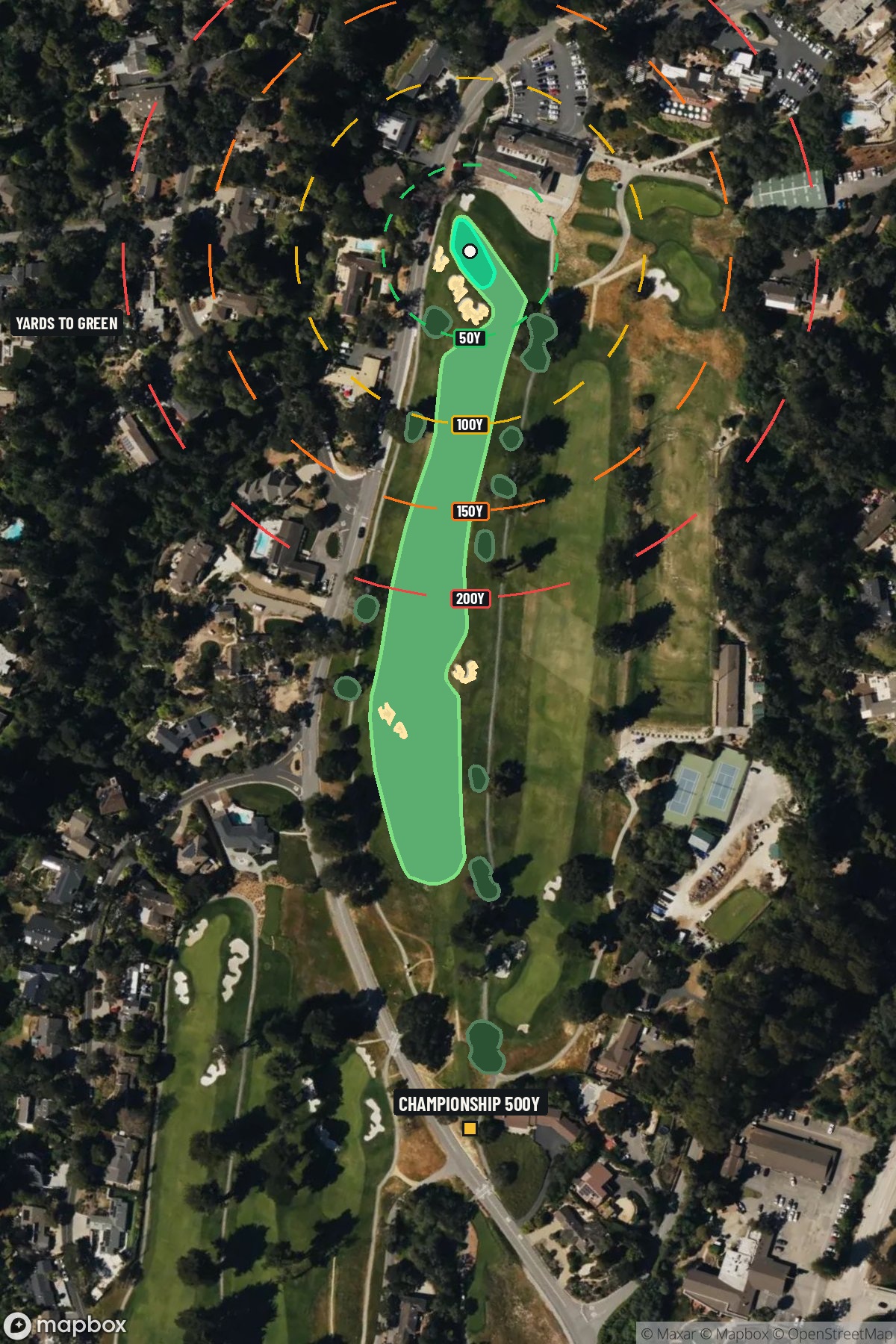 Hole 9 aerial at Pasatiempo Golf Club