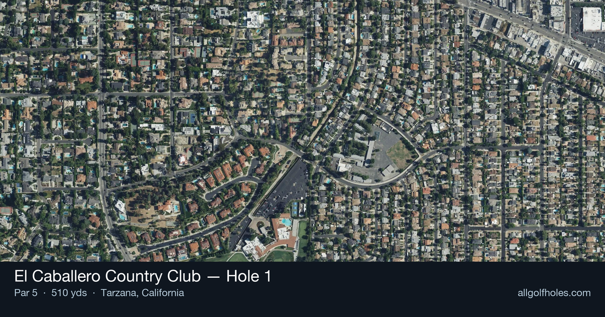 Hole 1 aerial at El Caballero Country Club