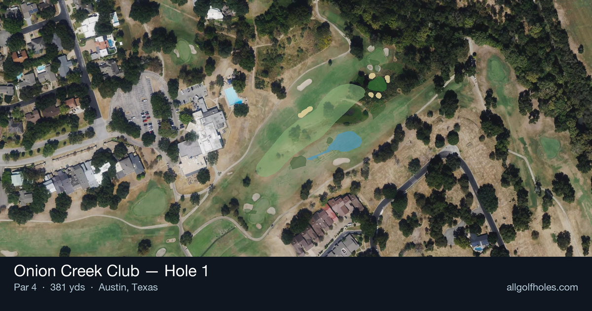 Hole 1 aerial at Onion Creek Club