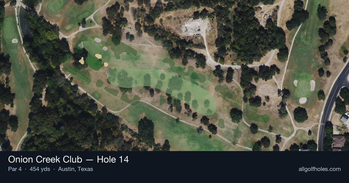 Hole 14 aerial at Onion Creek Club