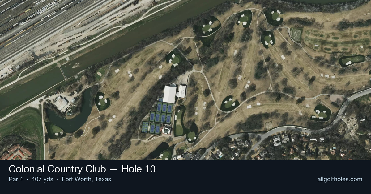 Hole 10 aerial at Colonial Country Club