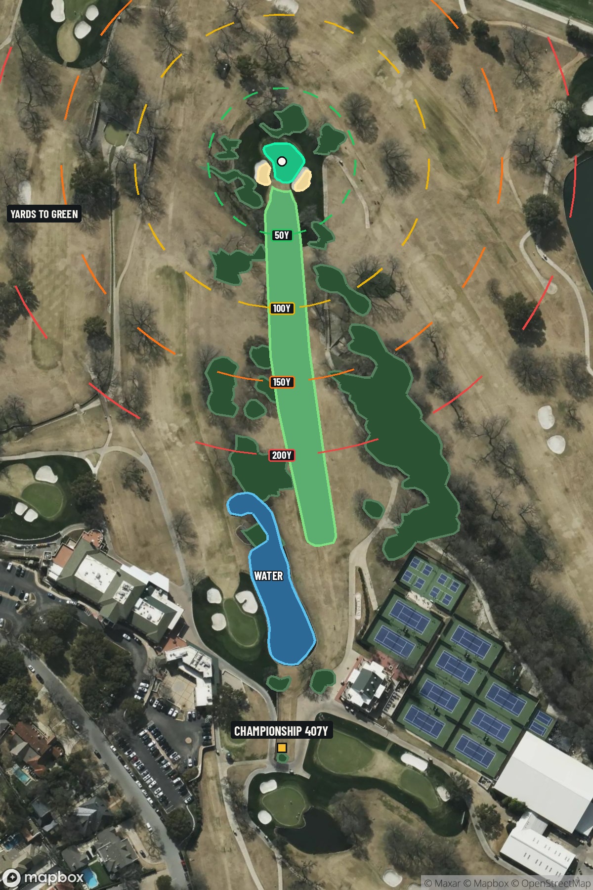Hole 10 aerial at Colonial Country Club