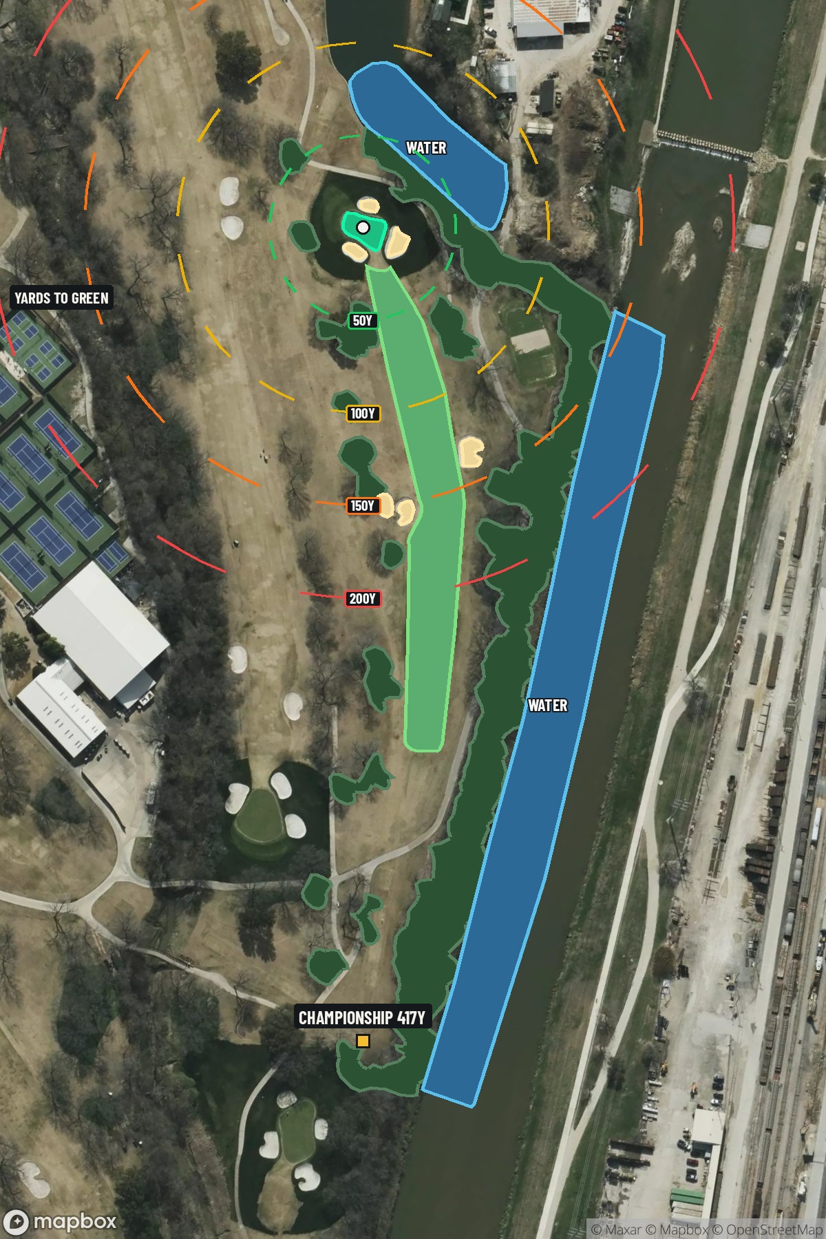 Hole 12 aerial at Colonial Country Club