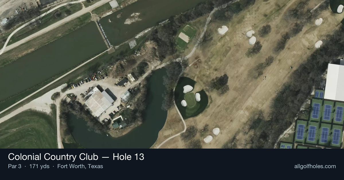 Hole 13 aerial at Colonial Country Club
