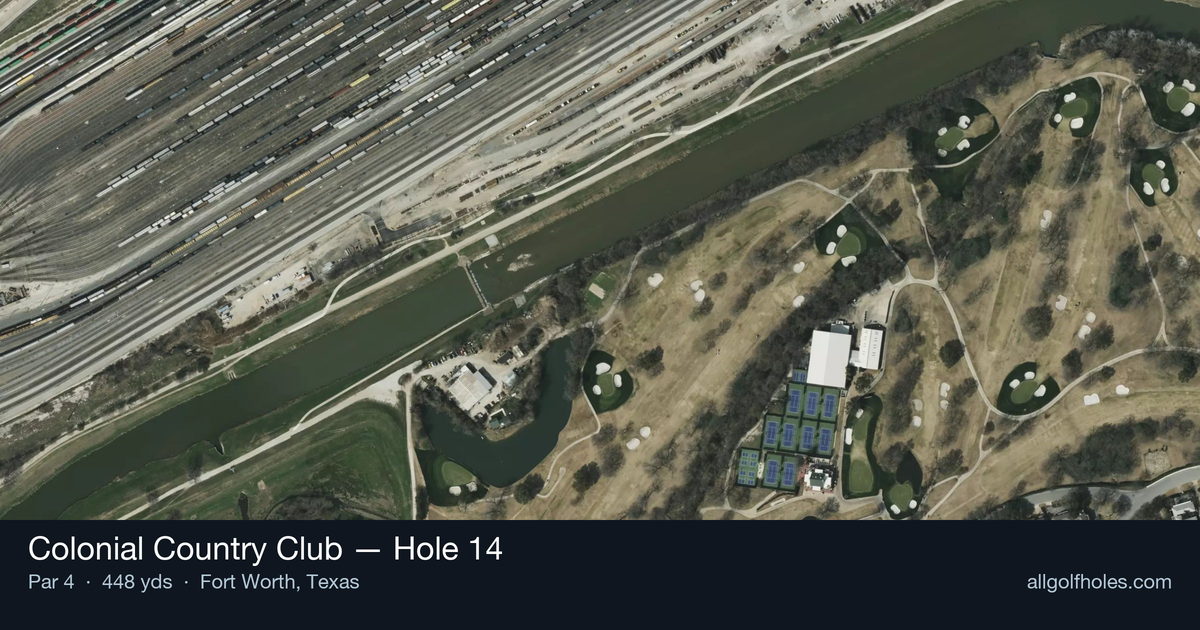Hole 14 aerial at Colonial Country Club