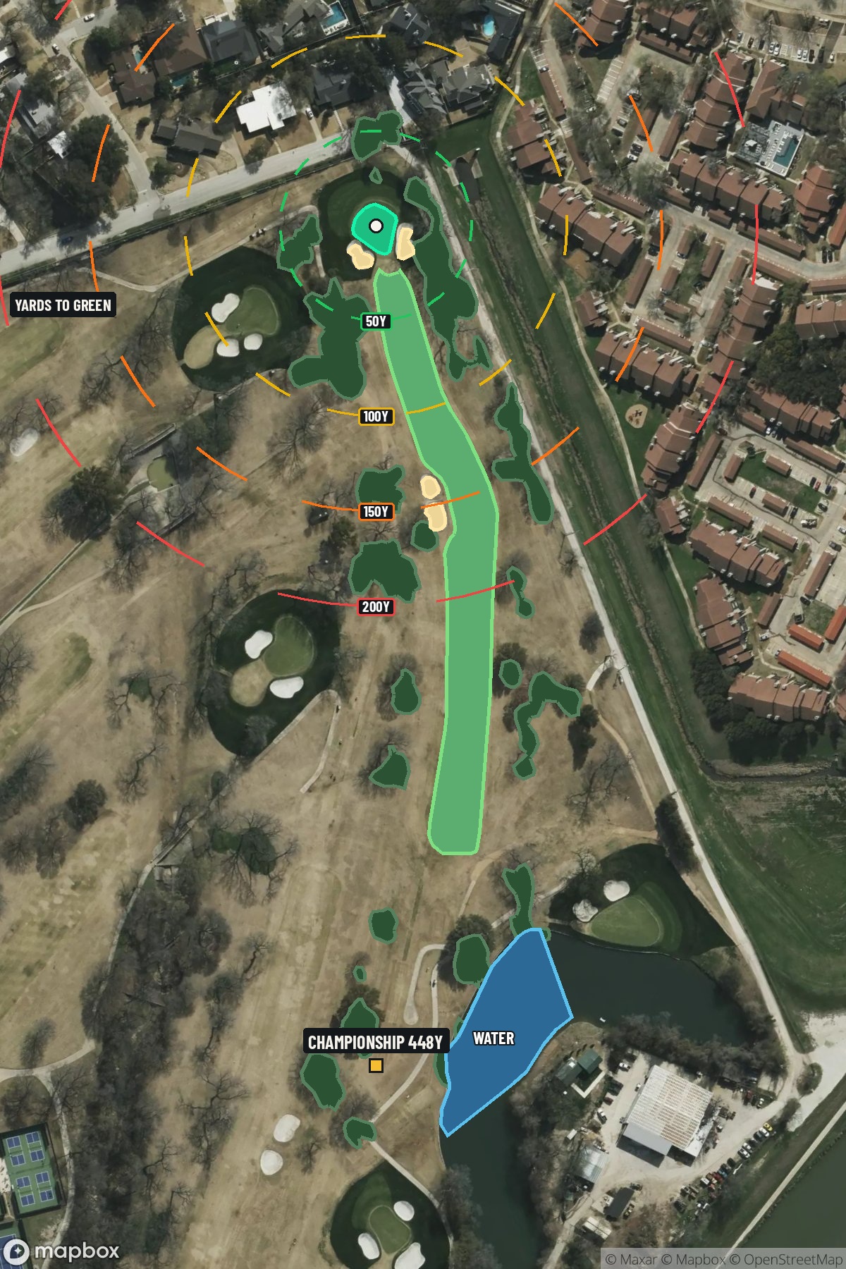Hole 14 aerial at Colonial Country Club