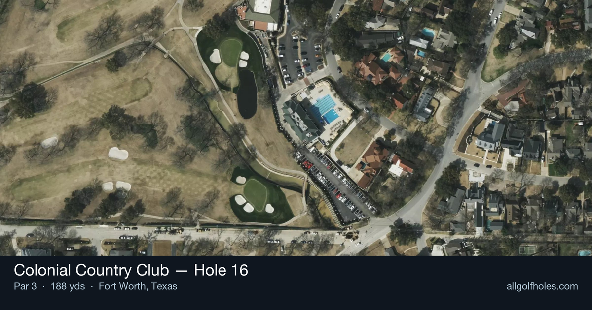Hole 16 aerial at Colonial Country Club