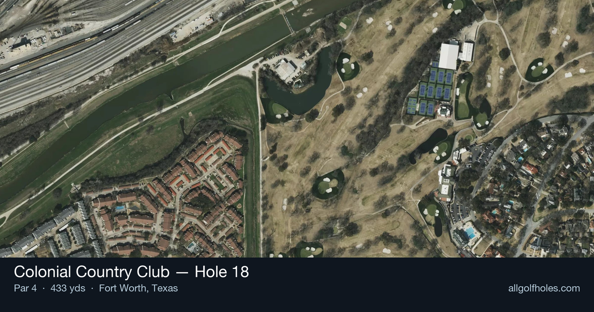 Hole 18 aerial at Colonial Country Club