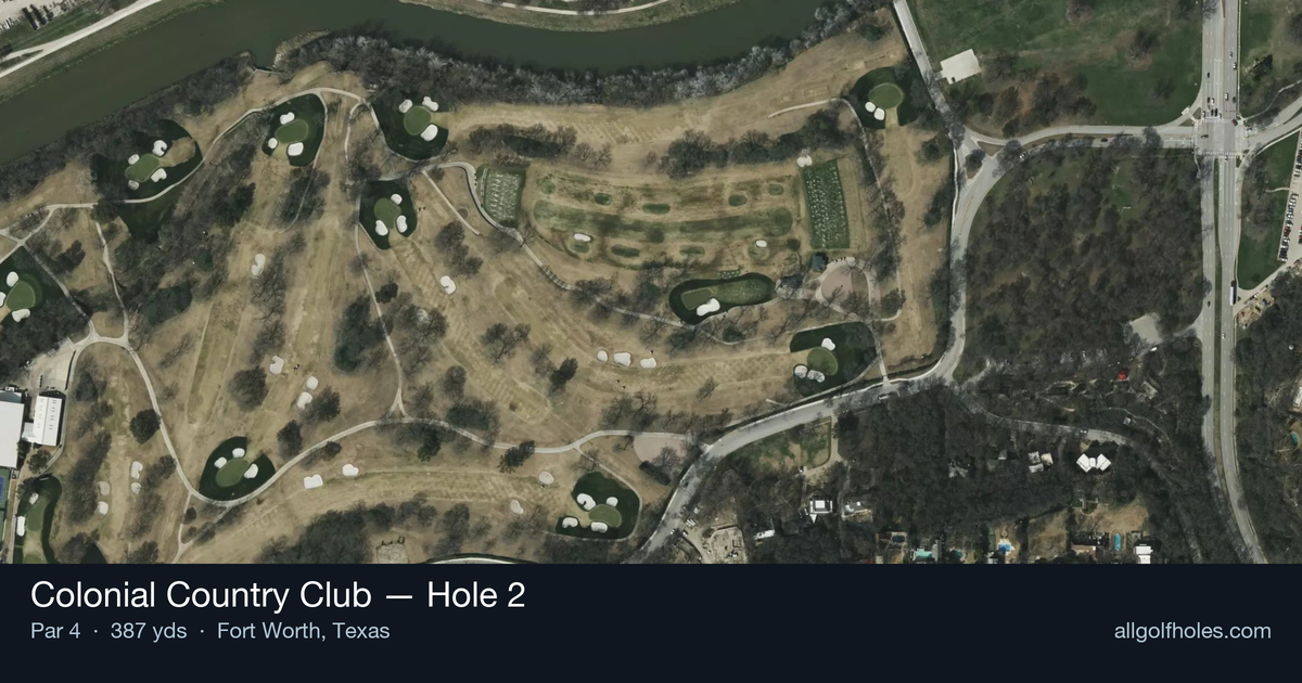 Hole 2 aerial at Colonial Country Club