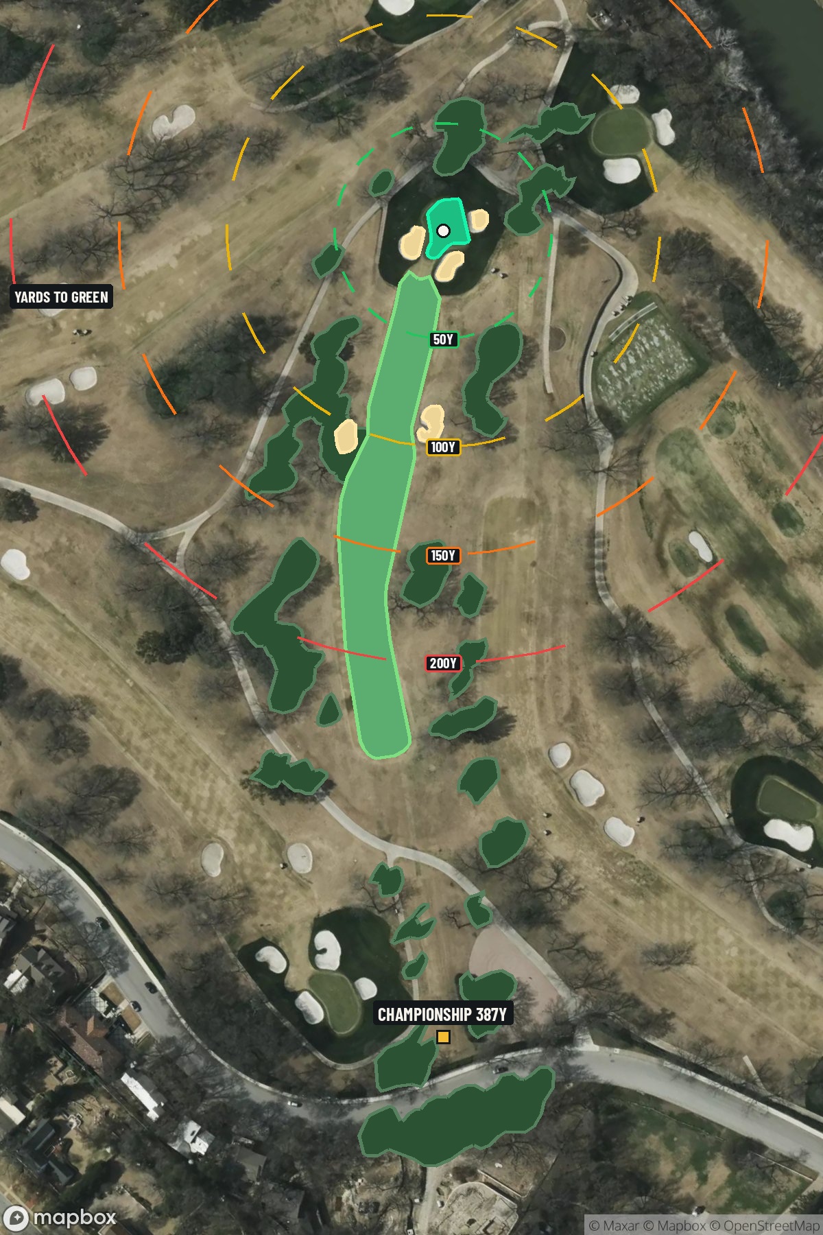 Hole 2 aerial at Colonial Country Club