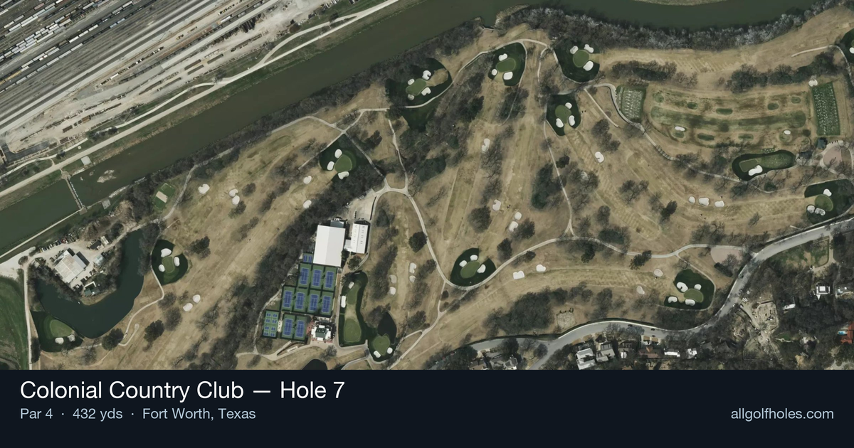 Hole 7 aerial at Colonial Country Club