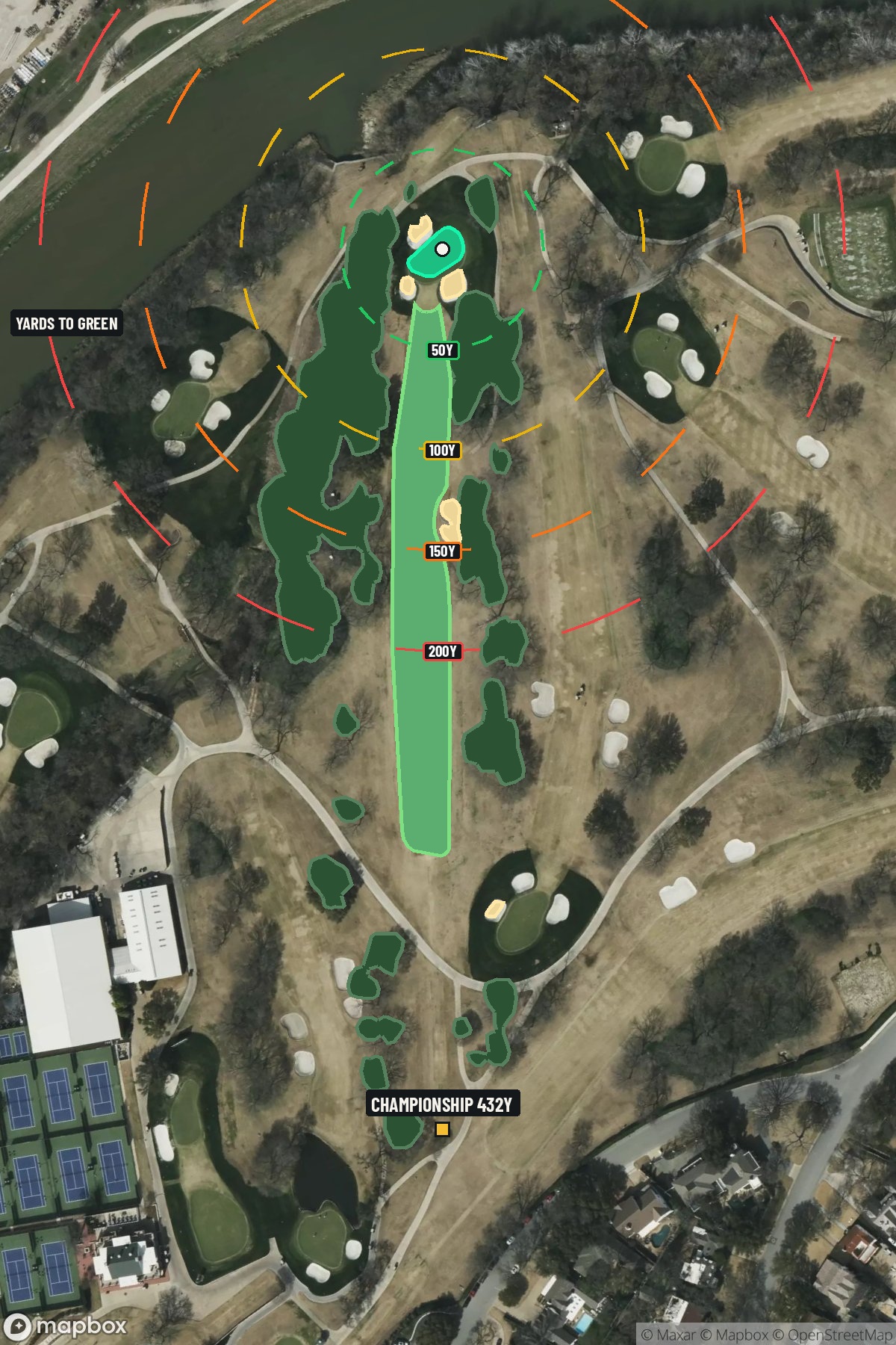 Hole 7 aerial at Colonial Country Club