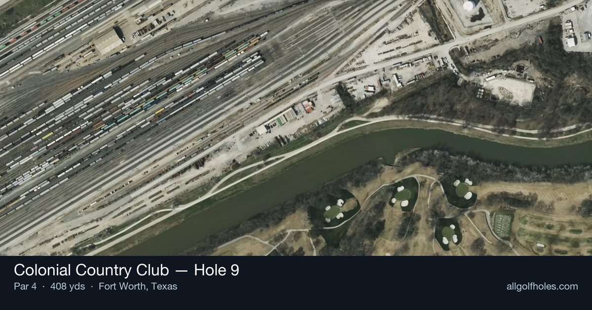 Hole 9 aerial at Colonial Country Club