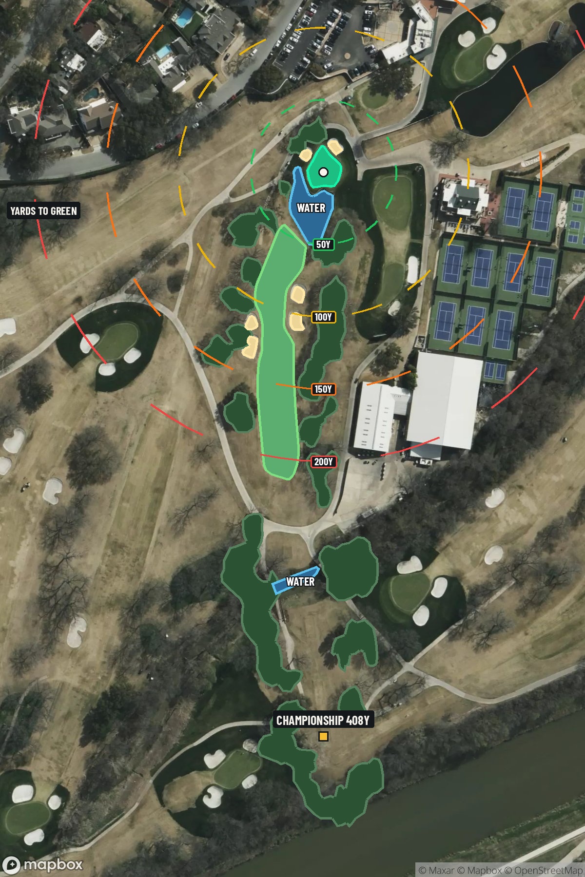 Hole 9 aerial at Colonial Country Club
