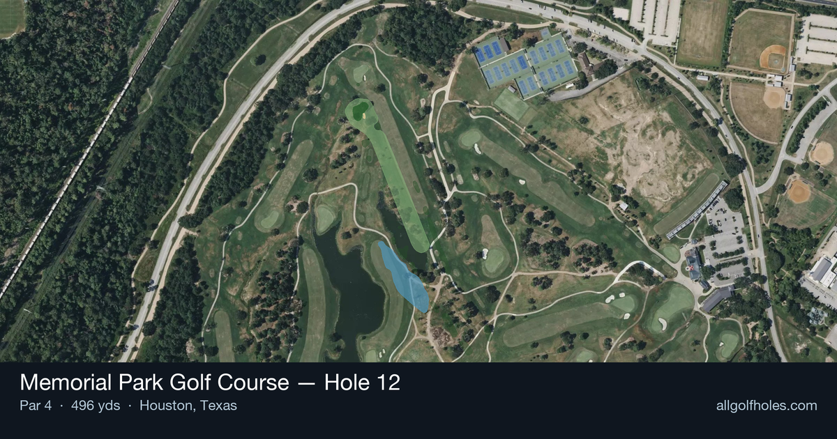 Hole 12 aerial at Memorial Park Golf Course