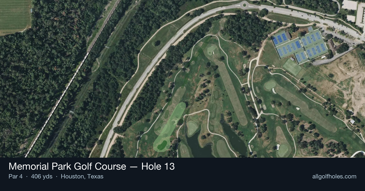 Hole 13 aerial at Memorial Park Golf Course
