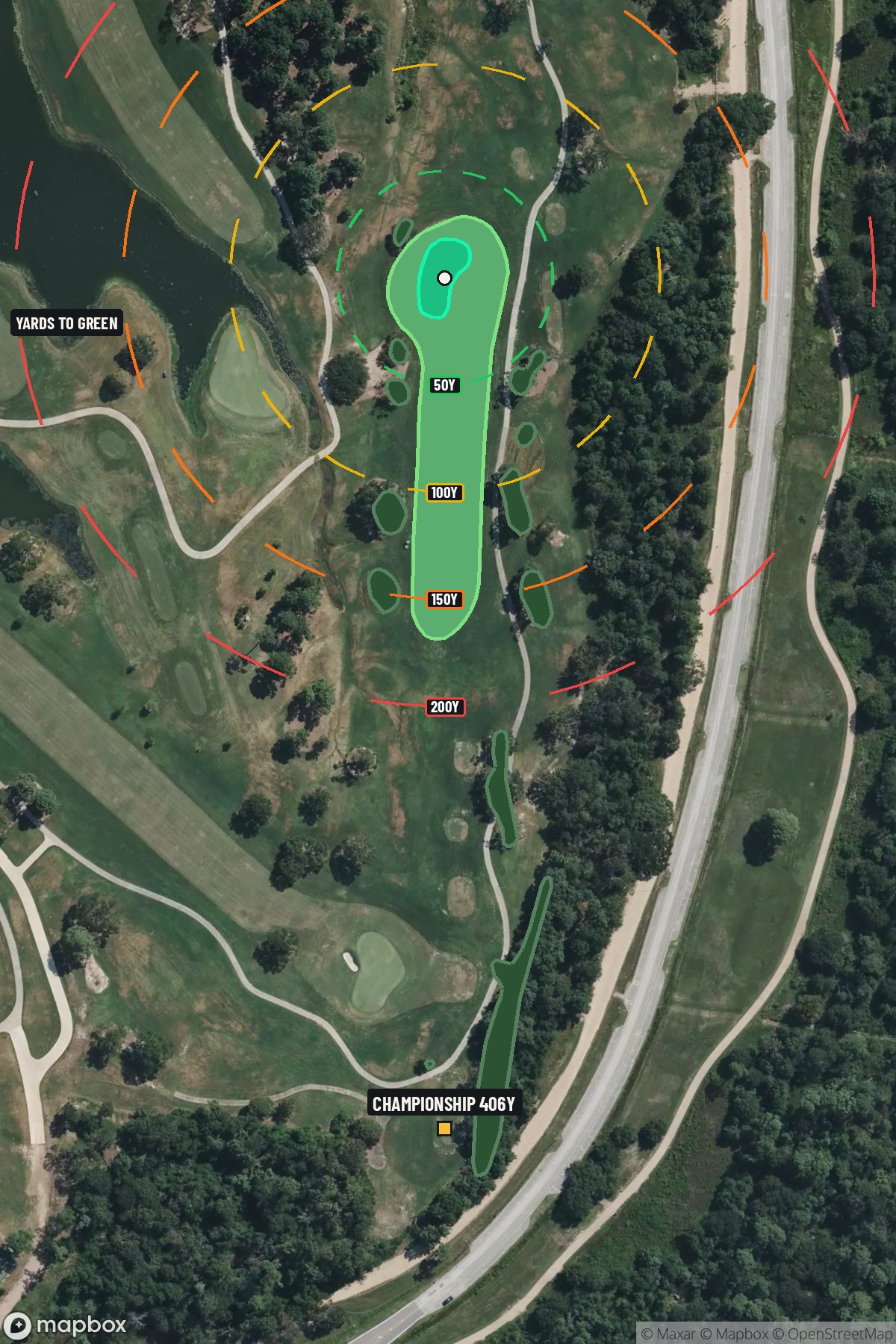 Hole 13 aerial at Memorial Park Golf Course