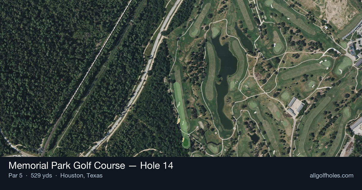 Hole 14 aerial at Memorial Park Golf Course