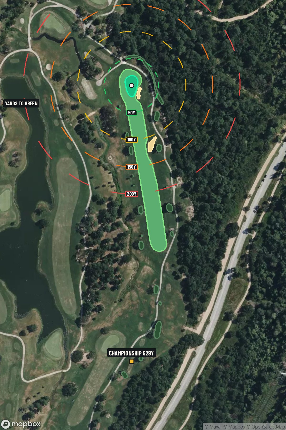 Hole 14 aerial at Memorial Park Golf Course