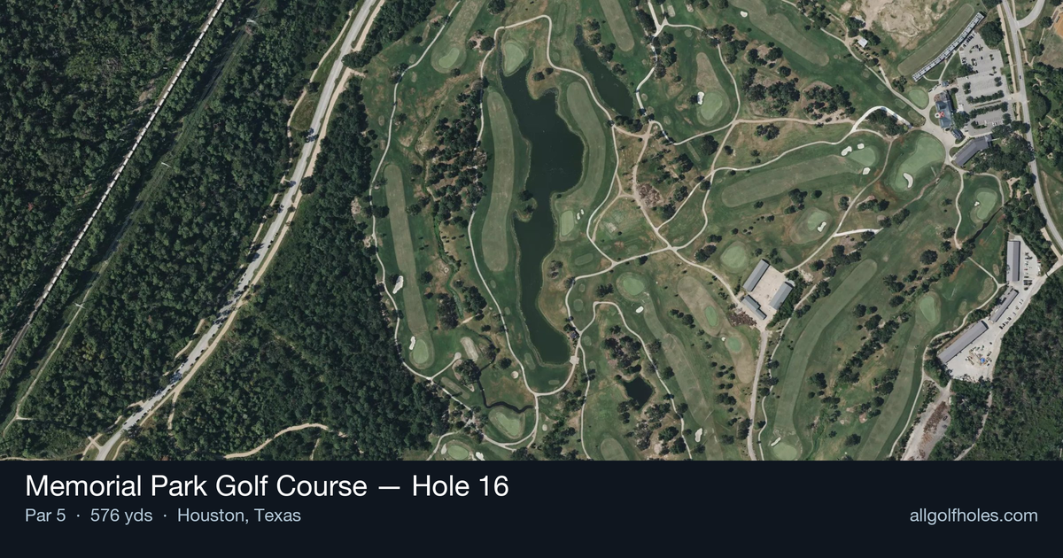 Hole 16 aerial at Memorial Park Golf Course