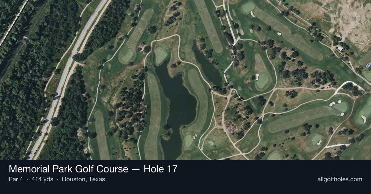 Hole 17 aerial at Memorial Park Golf Course