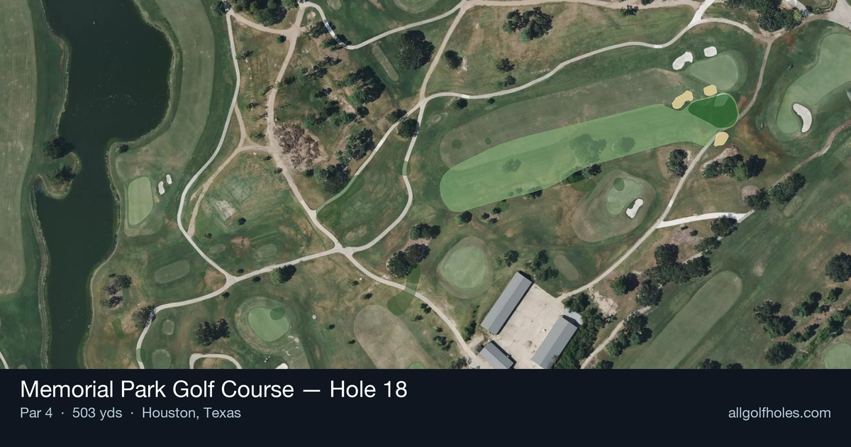 Hole 18 aerial at Memorial Park Golf Course