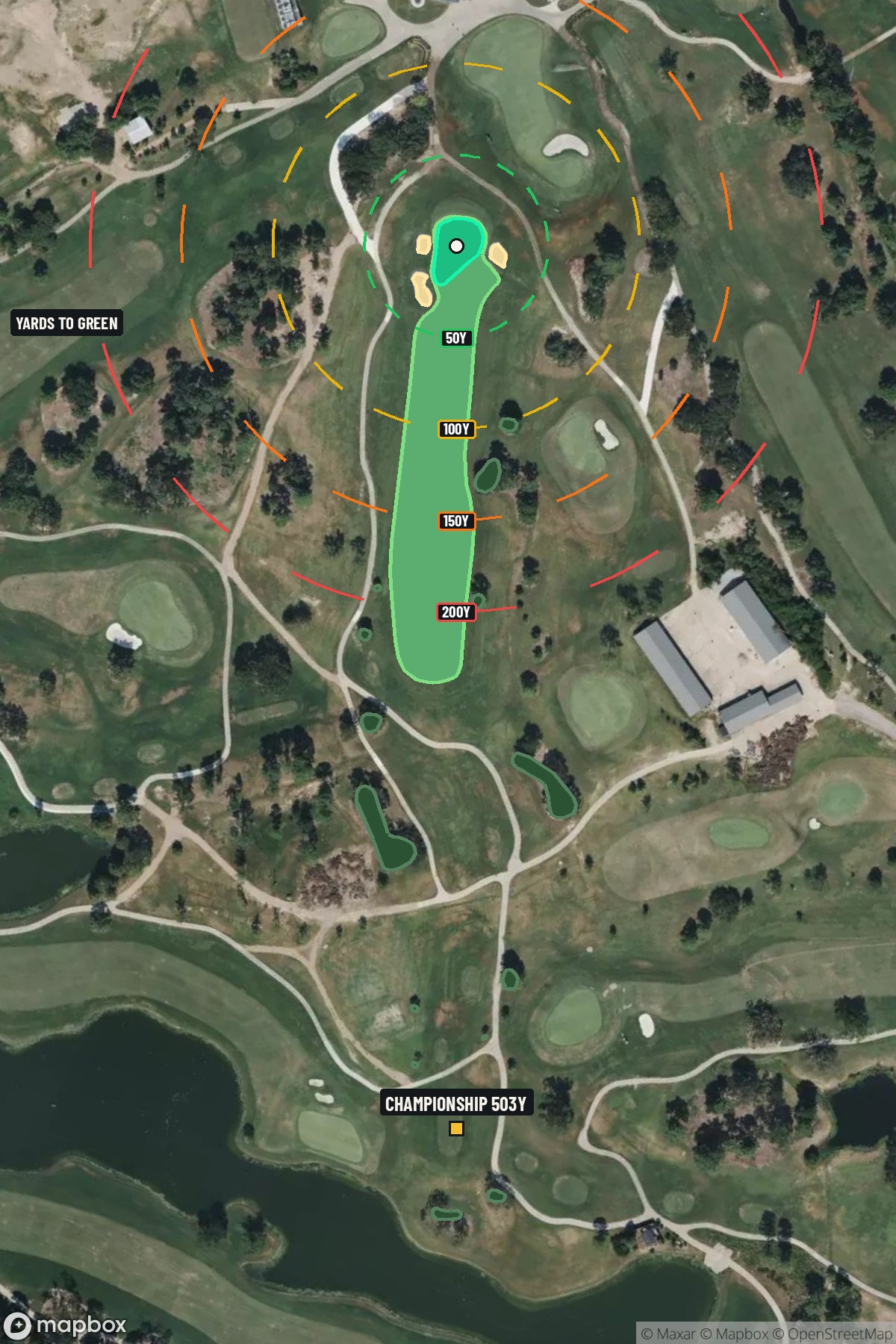 Hole 18 aerial at Memorial Park Golf Course