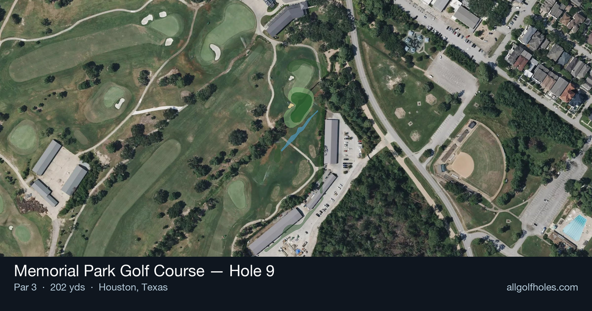 Hole 9 aerial at Memorial Park Golf Course