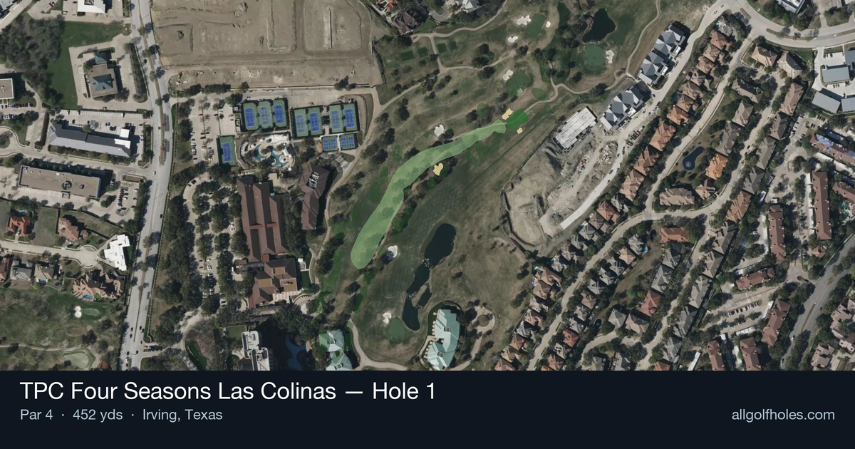 Hole 1 aerial at TPC Four Seasons Las Colinas