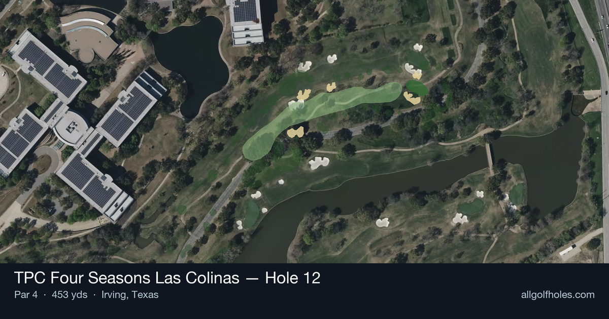 Hole 12 aerial at TPC Four Seasons Las Colinas