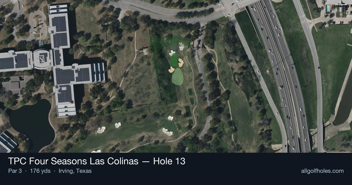 Hole 13 aerial at TPC Four Seasons Las Colinas