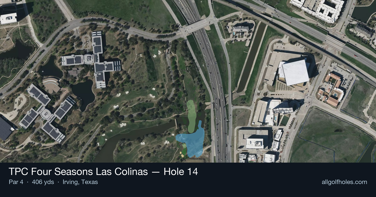 Hole 14 aerial at TPC Four Seasons Las Colinas