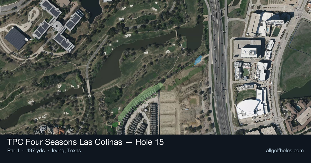 Hole 15 aerial at TPC Four Seasons Las Colinas