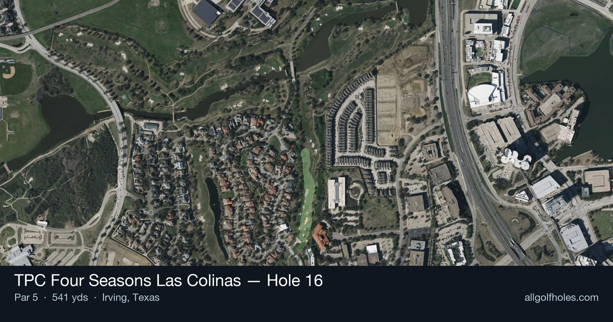 Hole 16 aerial at TPC Four Seasons Las Colinas