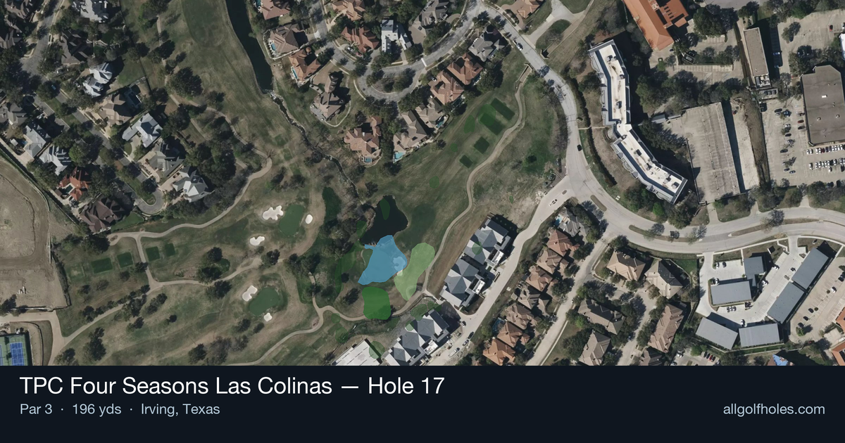 Hole 17 aerial at TPC Four Seasons Las Colinas