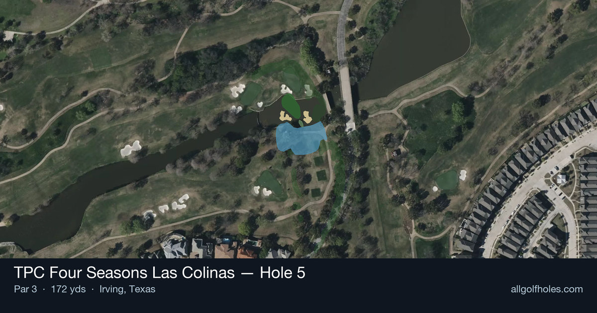 Hole 5 aerial at TPC Four Seasons Las Colinas