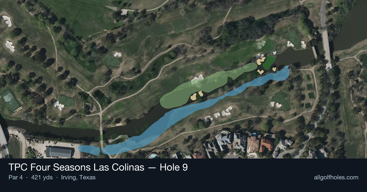 Hole 9 aerial at TPC Four Seasons Las Colinas