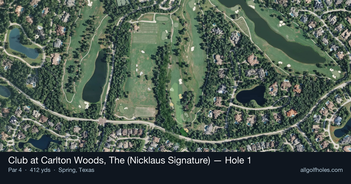 Hole 1 aerial at Club at Carlton Woods, The (Nicklaus Signature)