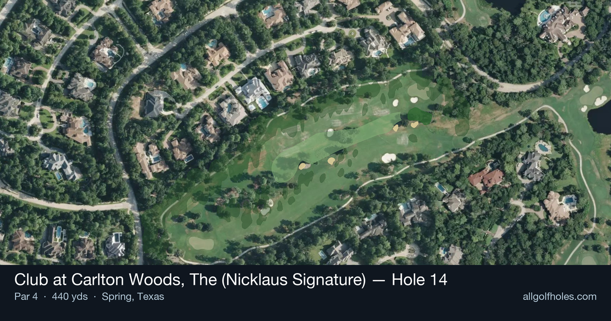 Hole 14 aerial at Club at Carlton Woods, The (Nicklaus Signature)
