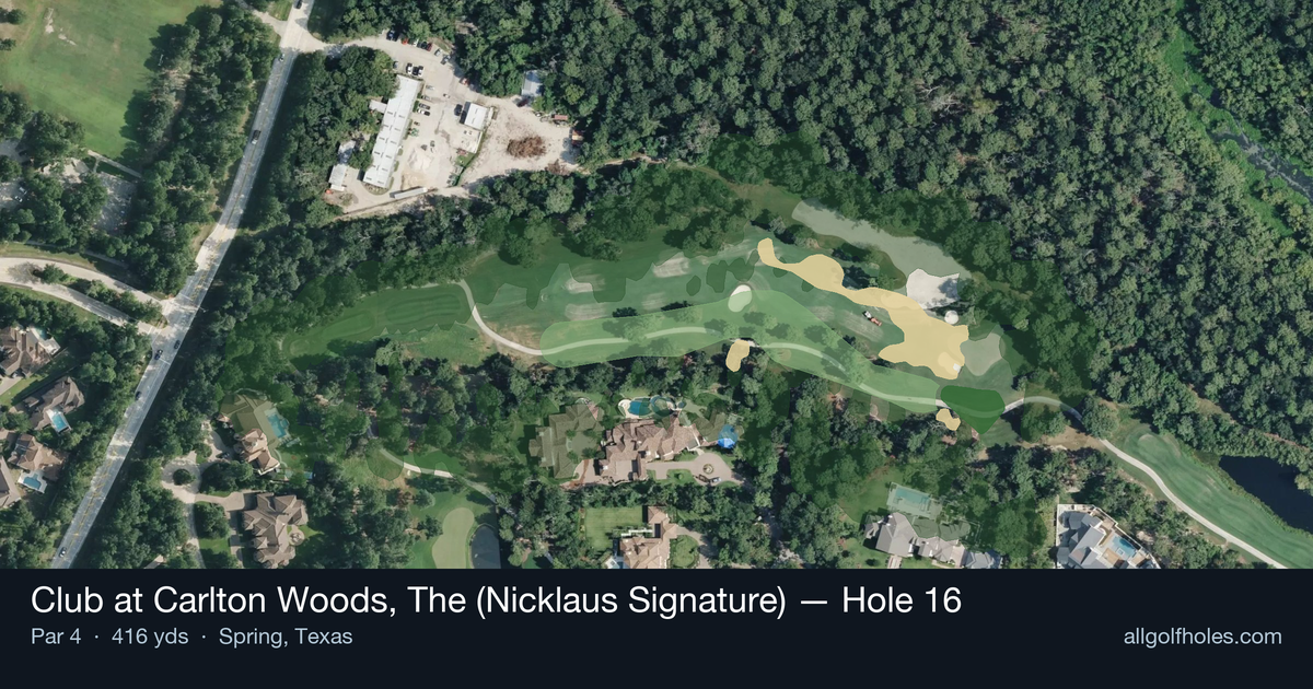 Hole 16 aerial at Club at Carlton Woods, The (Nicklaus Signature)