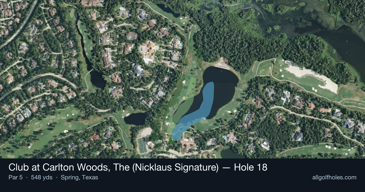 Hole 18 aerial at Club at Carlton Woods, The (Nicklaus Signature)