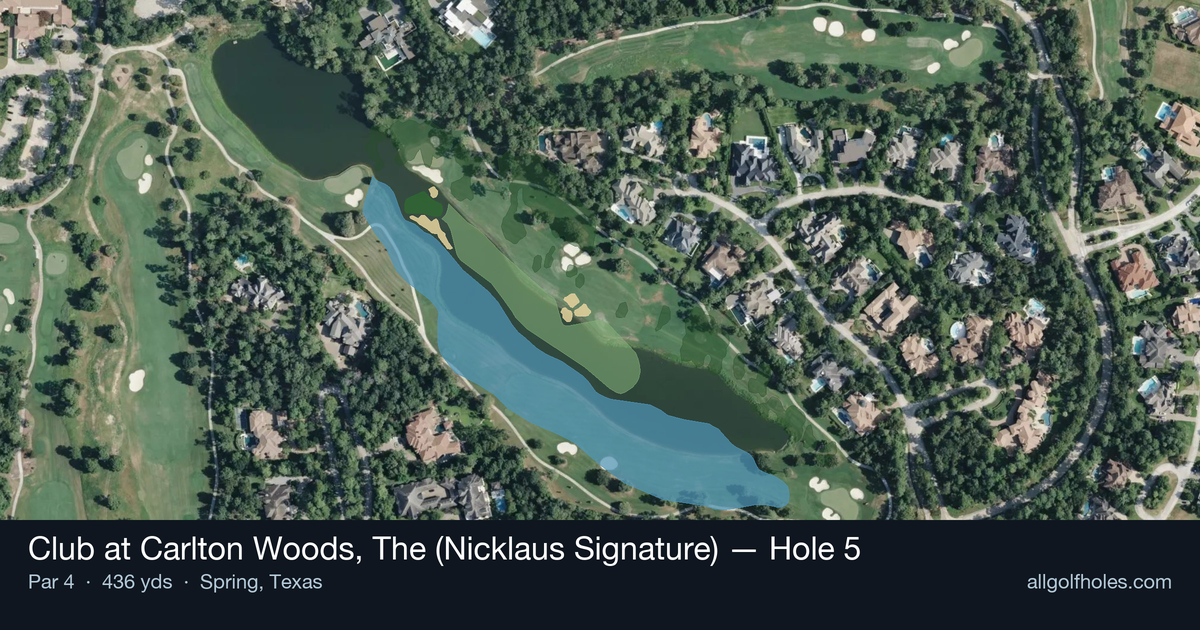 Hole 5 aerial at Club at Carlton Woods, The (Nicklaus Signature)
