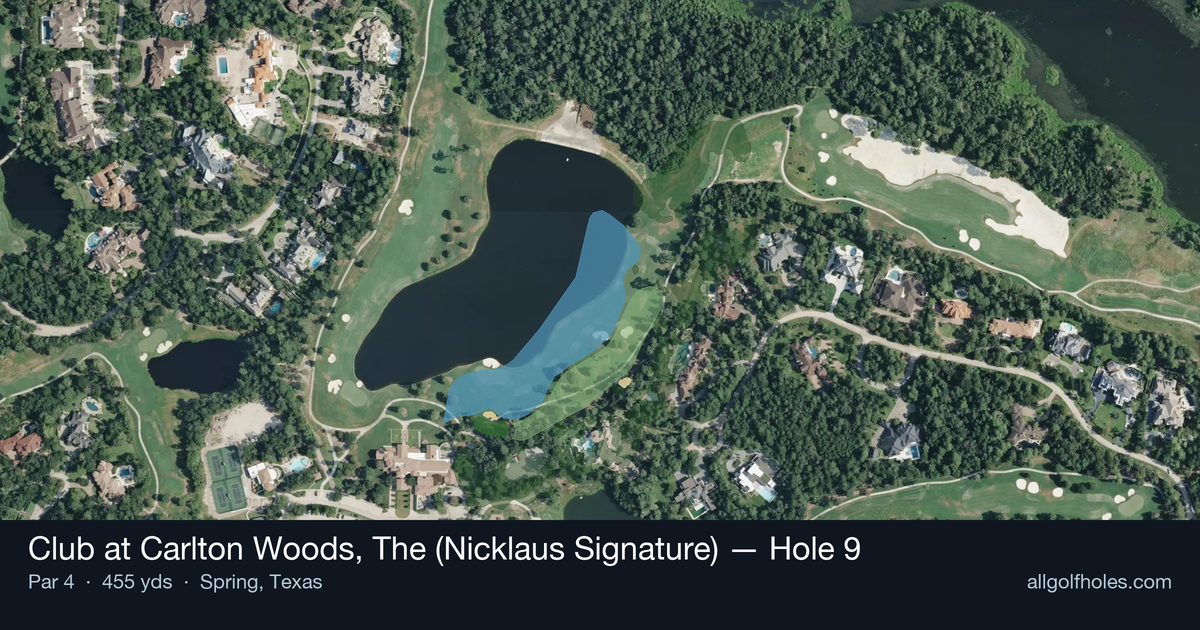 Hole 9 aerial at Club at Carlton Woods, The (Nicklaus Signature)