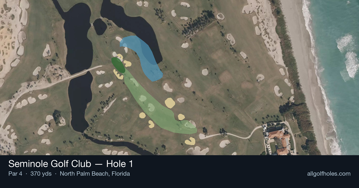 Hole 1 aerial at Seminole Golf Club