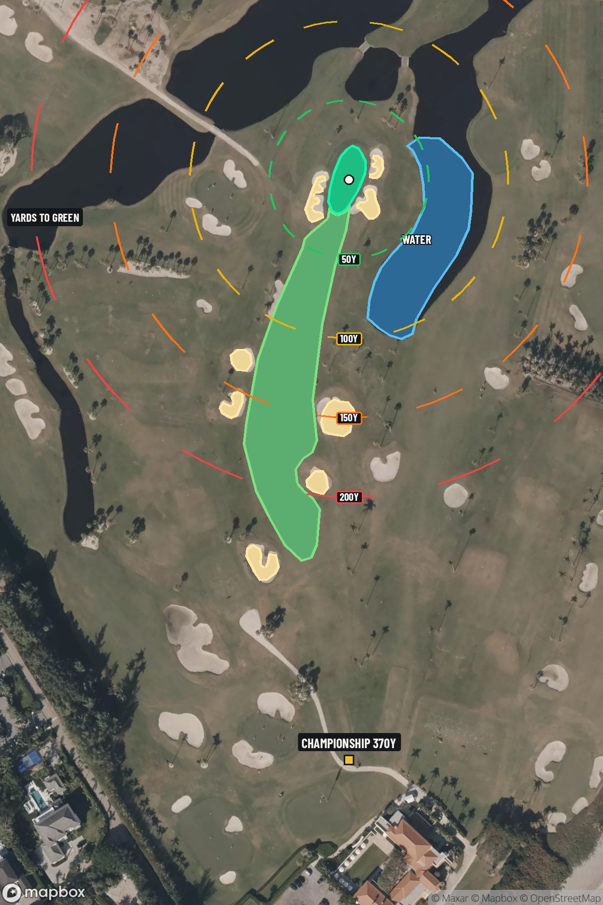 Hole 1 aerial at Seminole Golf Club