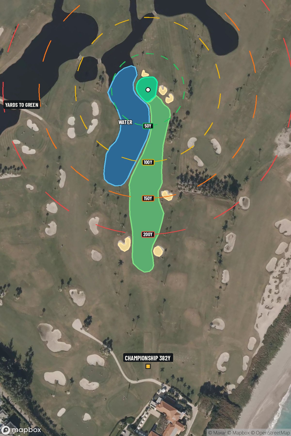 Hole 10 aerial at Seminole Golf Club