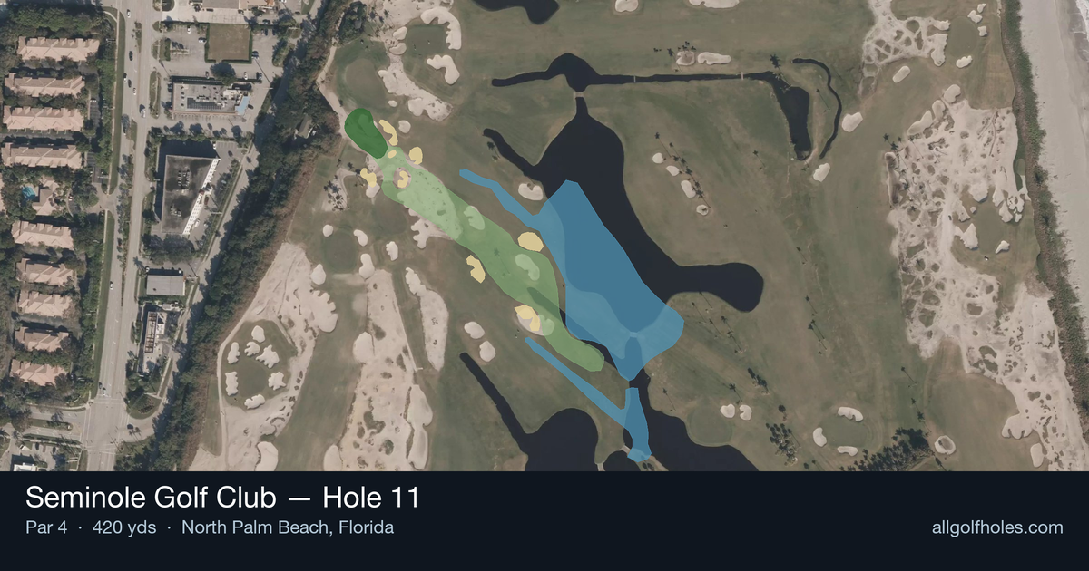 Hole 11 aerial at Seminole Golf Club