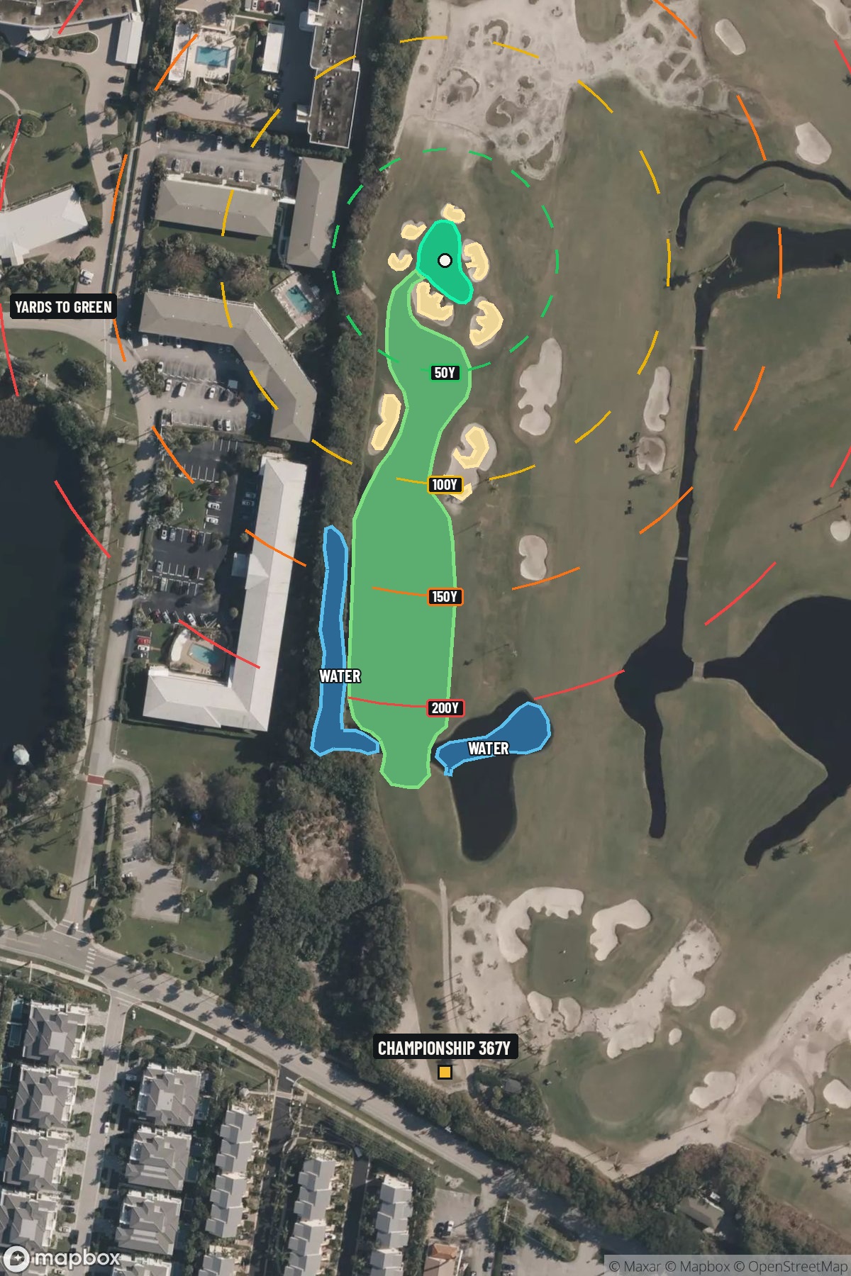 Hole 12 aerial at Seminole Golf Club