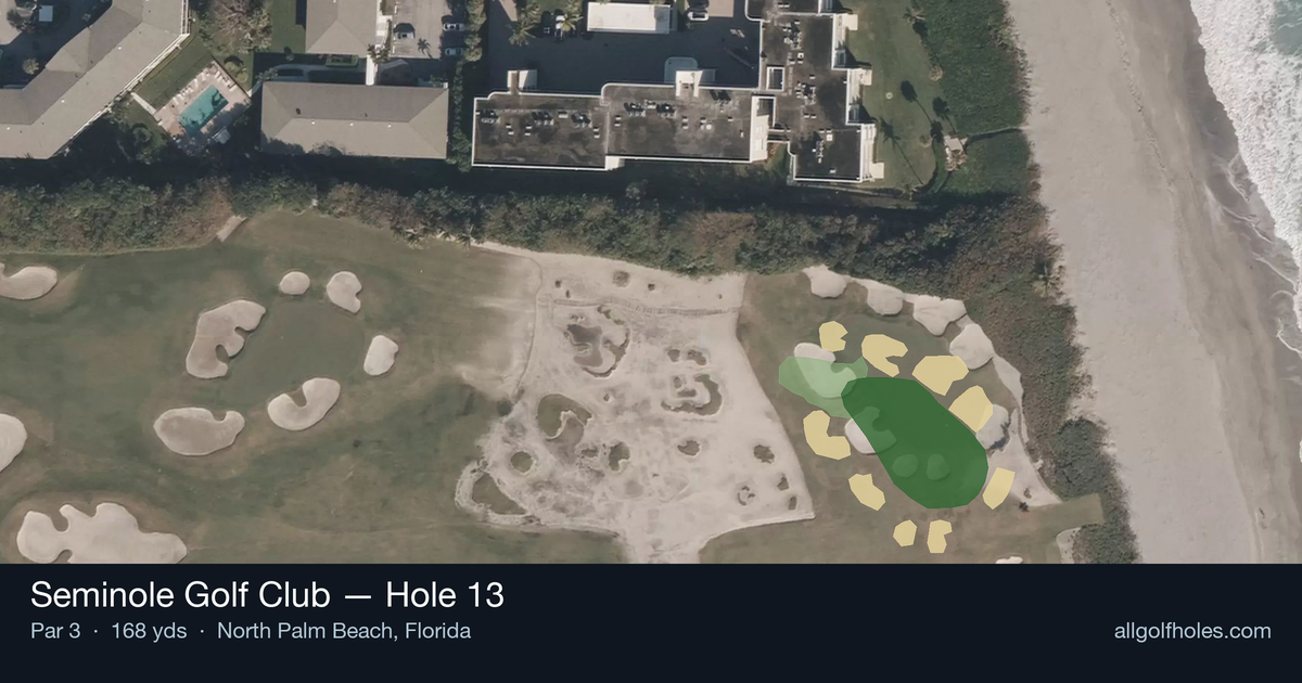 Hole 13 aerial at Seminole Golf Club